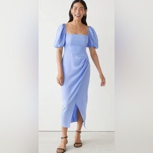 & OTHER STORIES Fitted Puff Sleeve Midi Dress In Light Blue